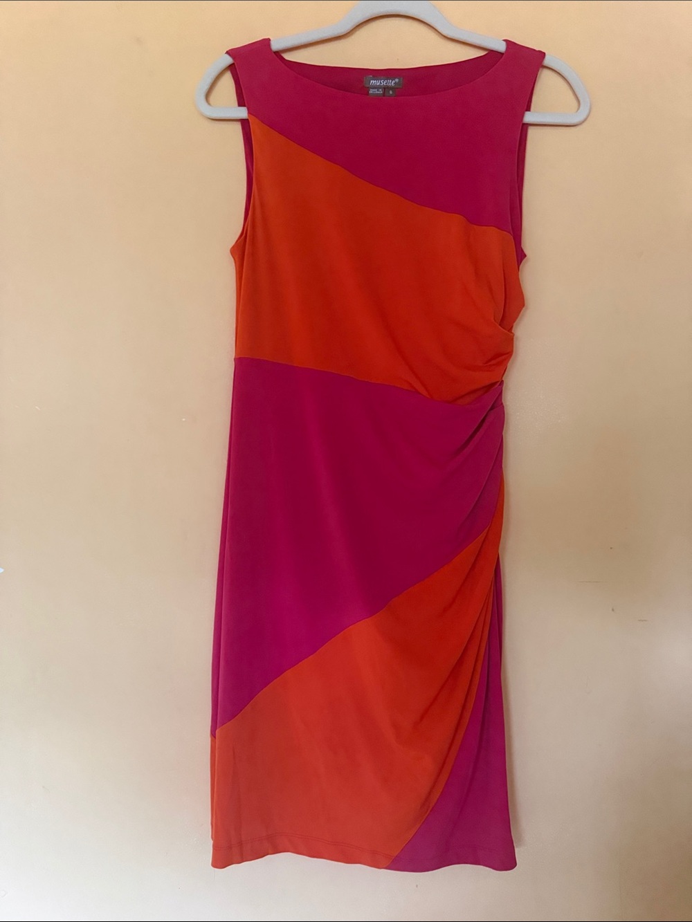 Vibrant Sleeveless Pink & Orange Colorblock Dress by Musette Size 6